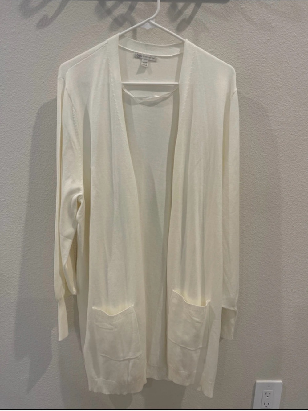 Cato Cream Open-Front Lightweight Cardigan